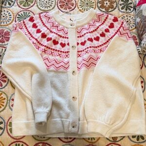 ❤️ Boutique heart fair isle cardigan valentines M
